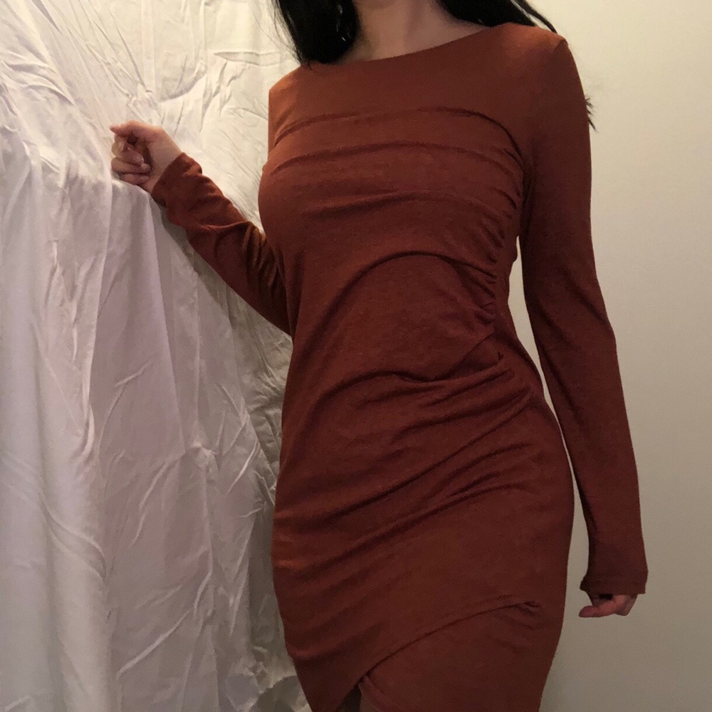 Leith Burnt Orange Fitted Dress